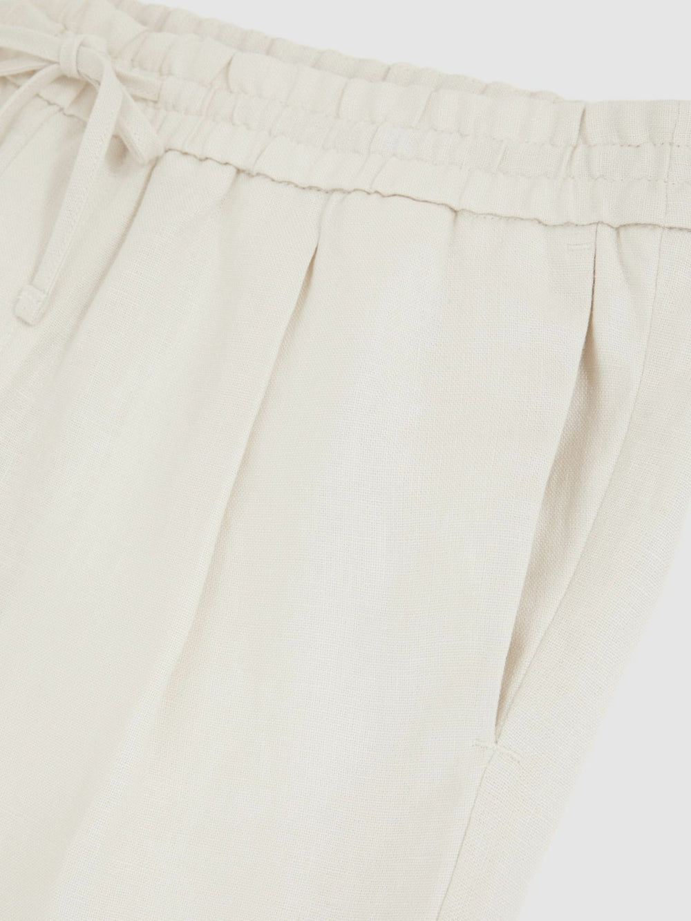 Men Linen Drawstring Shorts in Stone