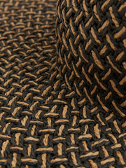 Women Straw Basket-Weave Sun Hat in Black/Natural