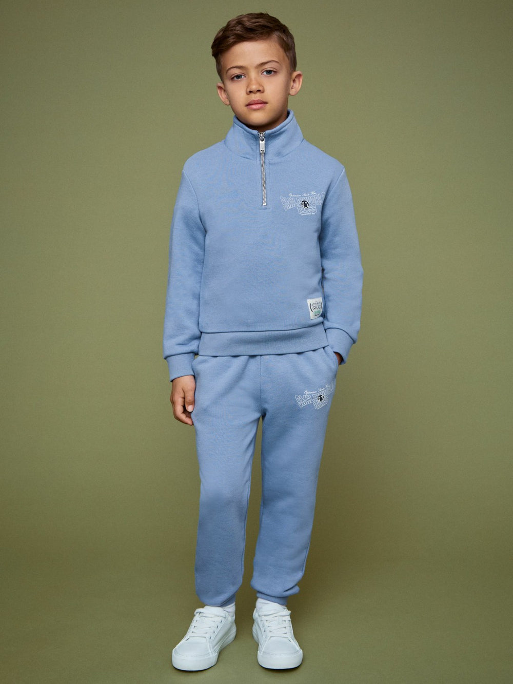 Children & Baby 13-14 yrs SmileyWorld Half-Zip Sweatshirt Unisex Fit in Blue
