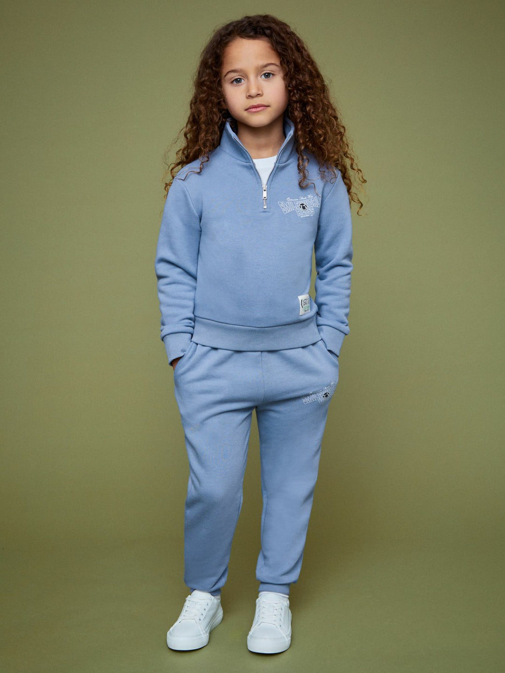 Children & Baby 13-14 yrs SmileyWorld Half-Zip Sweatshirt Unisex Fit in Blue