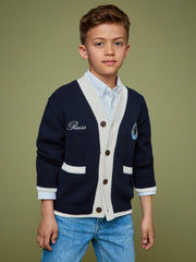 Children & Baby 3-9 yrs SmileyWorld Logo Cardigan Unisex Fit in Off White