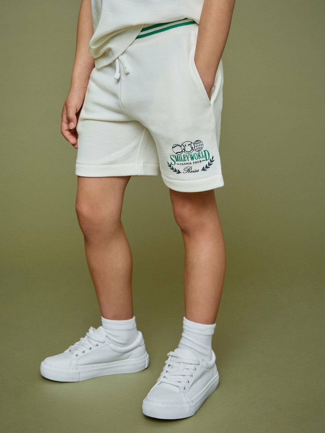 Children & Baby 9-13 yrs SmileyWorld Drawstring Shorts Unisex Fit in White
