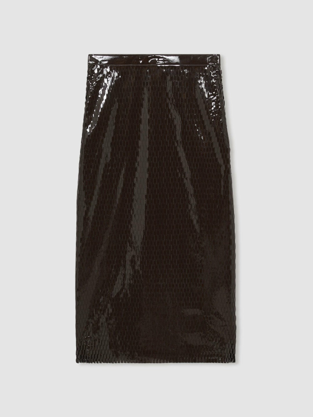 Women Atelier Laser-Cut Pencil Skirt in Chocolate
