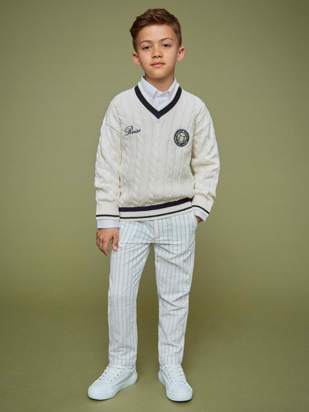 Children & Baby 13-14 yrs SmileyWorld Cable-Knit Jumper Unisex Fit in Off White