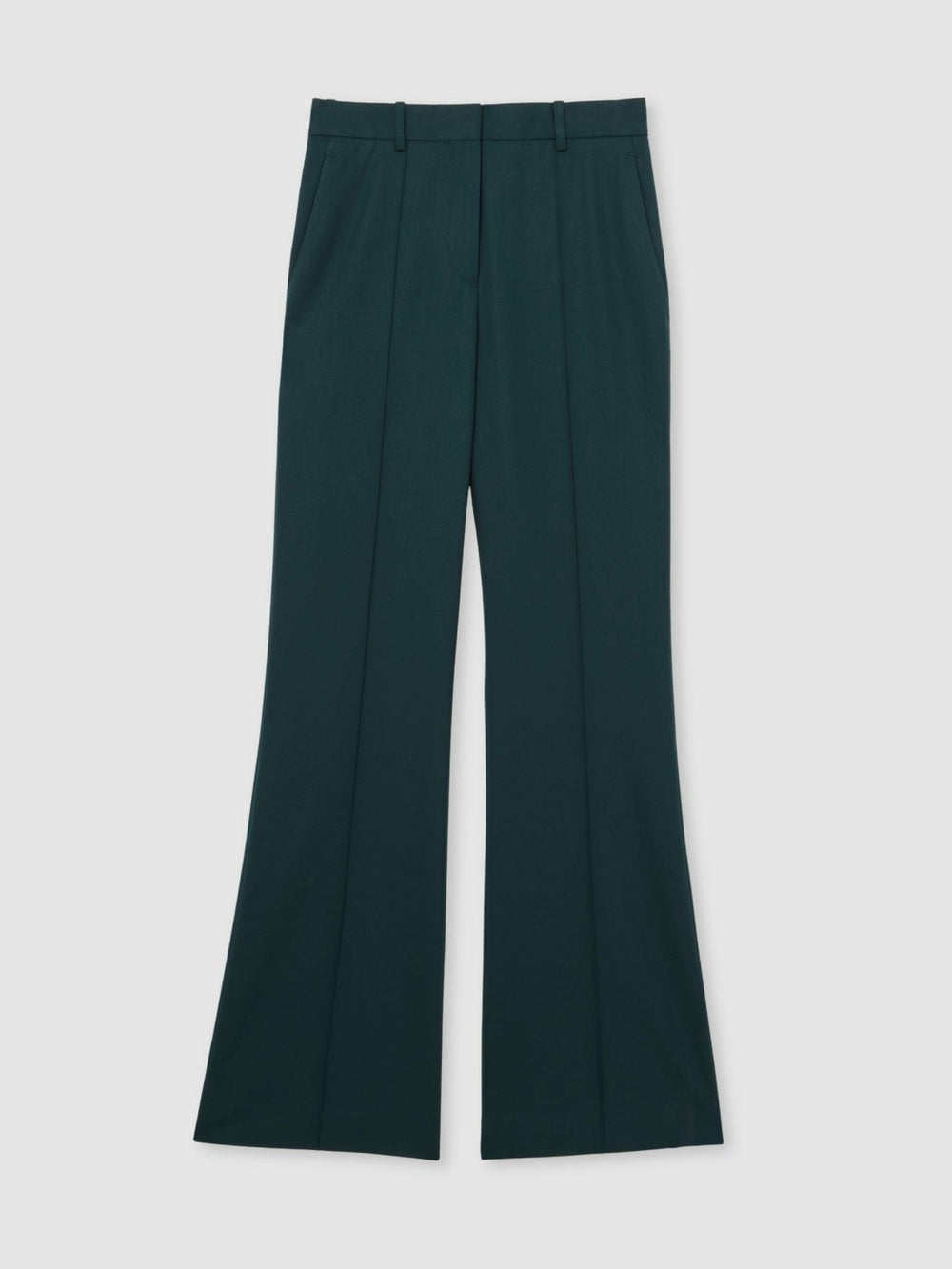 Women Wool-Blend Wide-Leg Suit Trousers in Green