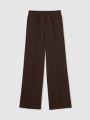 Women Side-Stripe Wide-Leg Trousers in Chocolate Brown