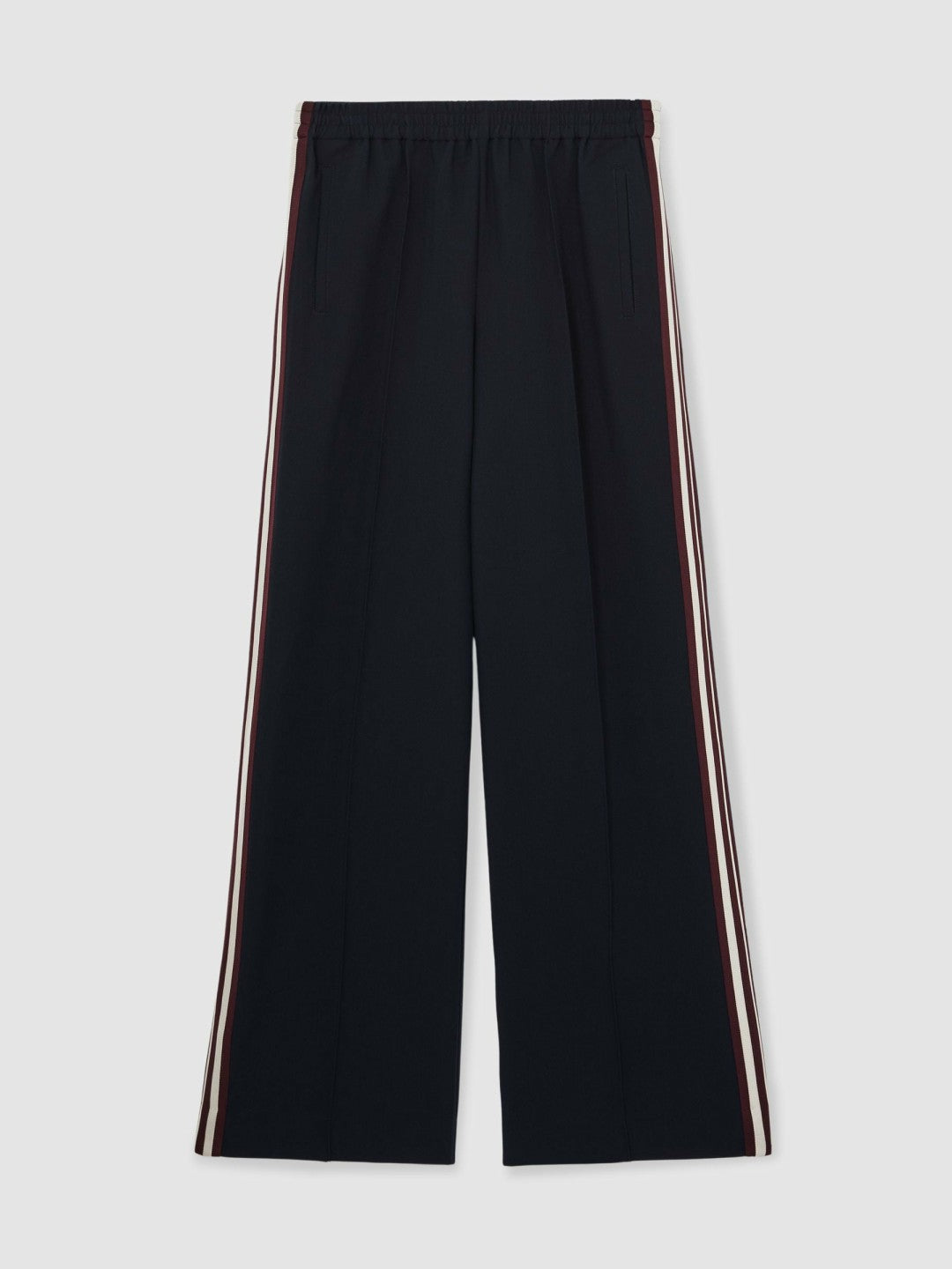 Women Petite Side-Stripe Wide-Leg Trousers in Navy
