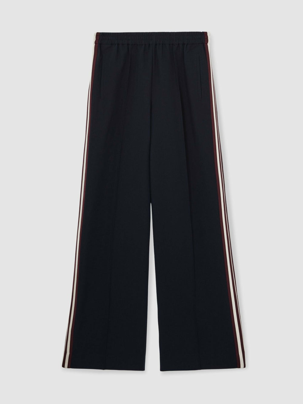 Women Petite Side-Stripe Wide-Leg Trousers in Navy