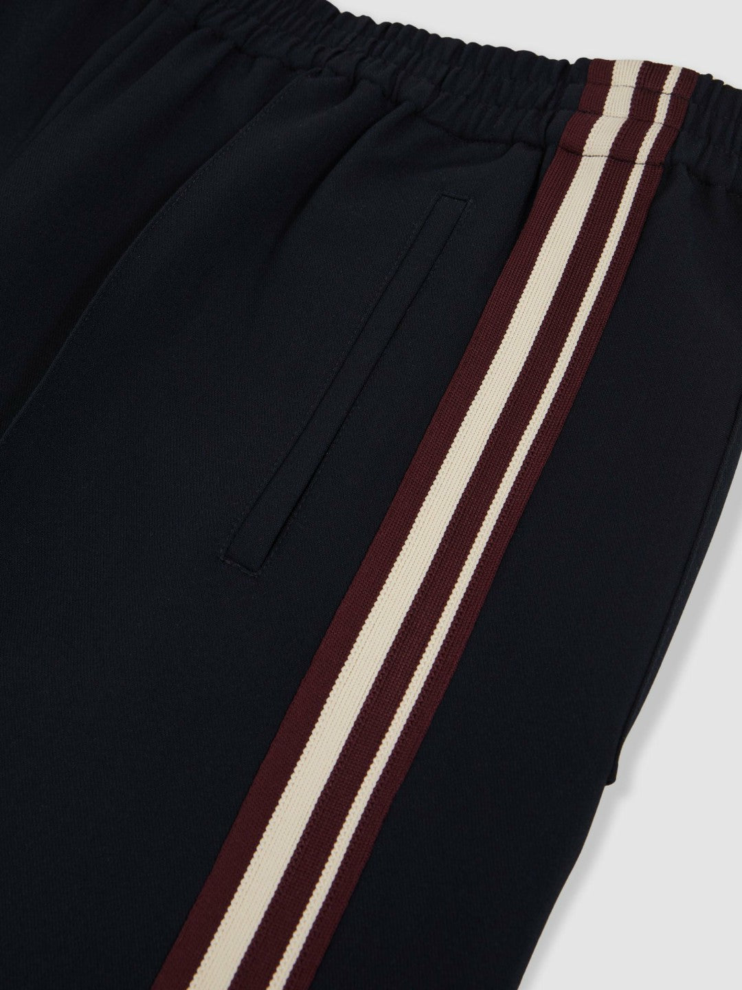 Women Petite Side-Stripe Wide-Leg Trousers in Navy