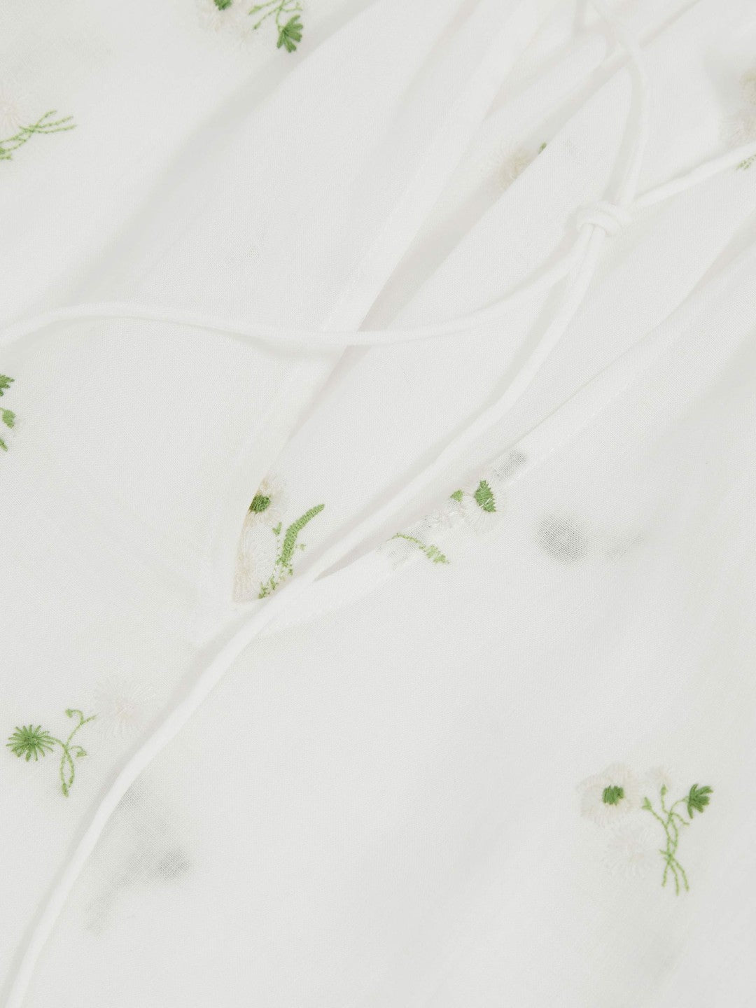 Women Floral-Embroidered Tie-Neck Blouse Ramie-Lyocell in Ivory