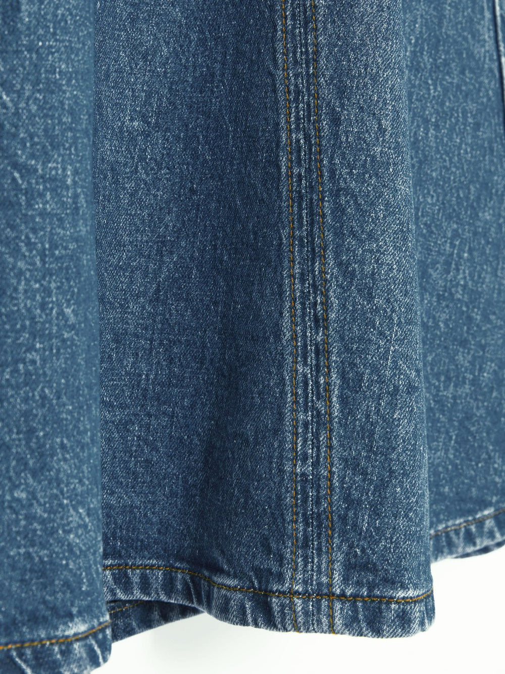Women Denim Panelled Midi Skirt in Indigo