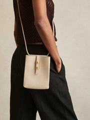Women Leather Phone Holder in Off White