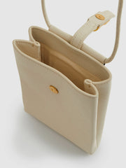 Women Leather Phone Holder in Off White