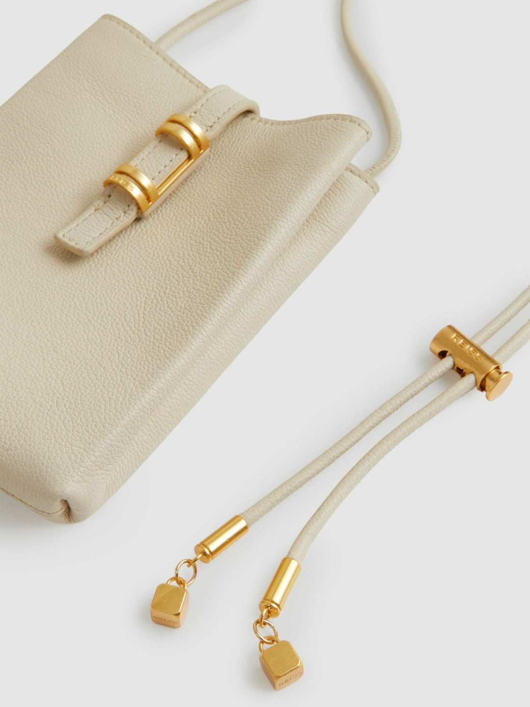 Women Leather Phone Holder in Off White