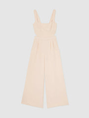 Women Wide-Leg Cut-Out Jumpsuit in Pale Pink
