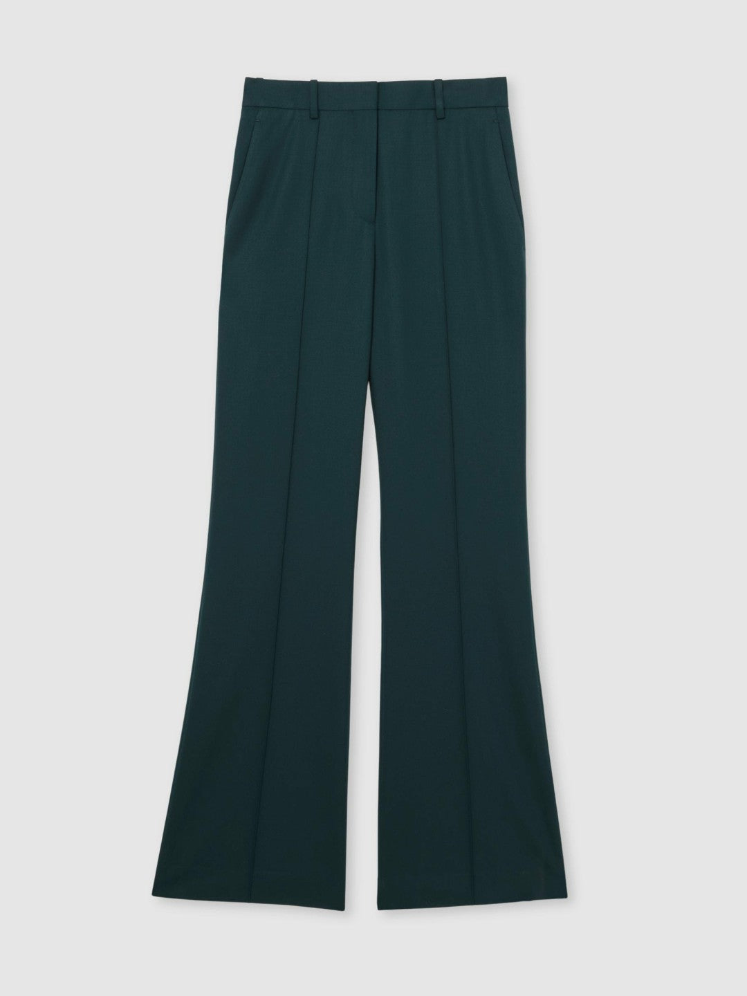 Women Petite Wool-Blend Wide-Leg Suit Trousers in Green