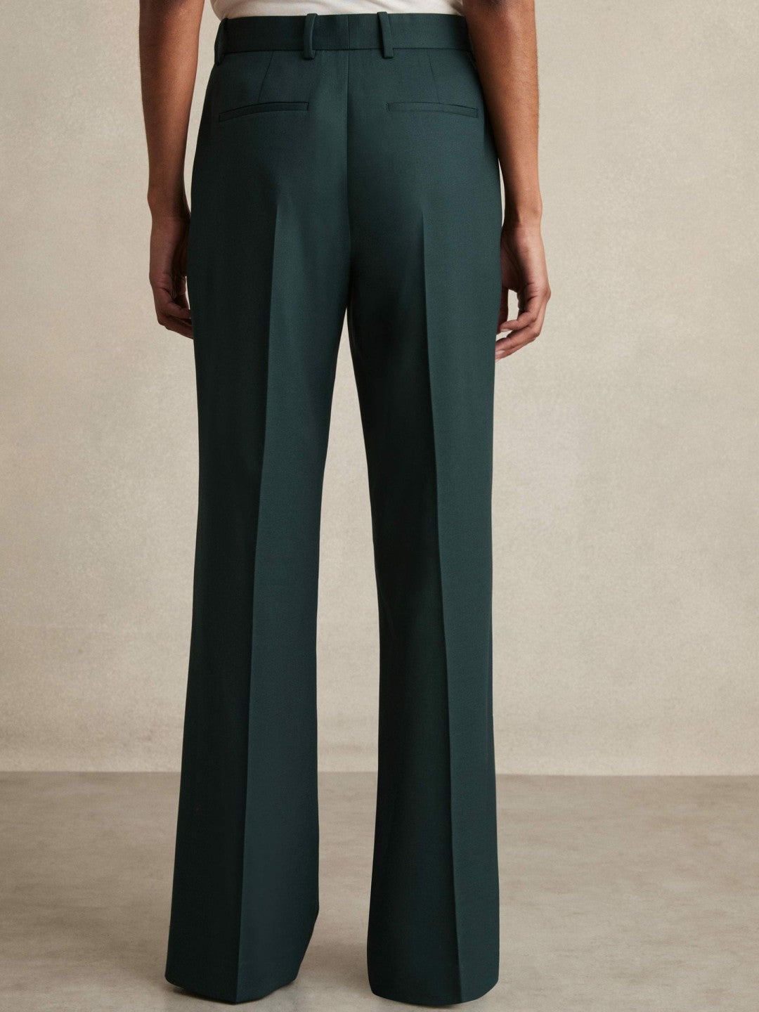 Women Petite Wool-Blend Wide-Leg Suit Trousers in Green