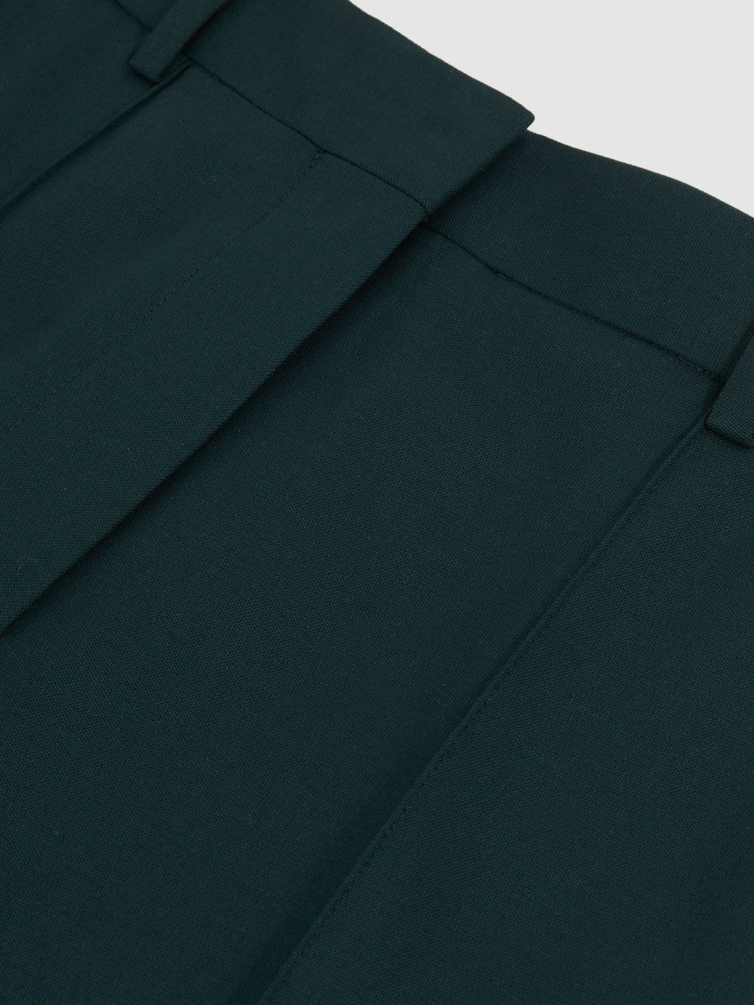 Women Petite Wool-Blend Wide-Leg Suit Trousers in Green