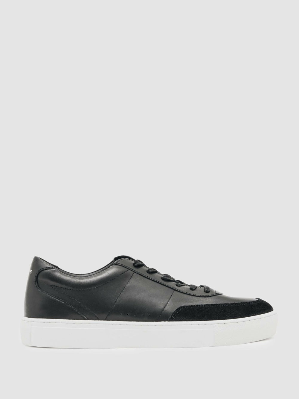 Men Bonded-Leather Low-Top Trainers in Black