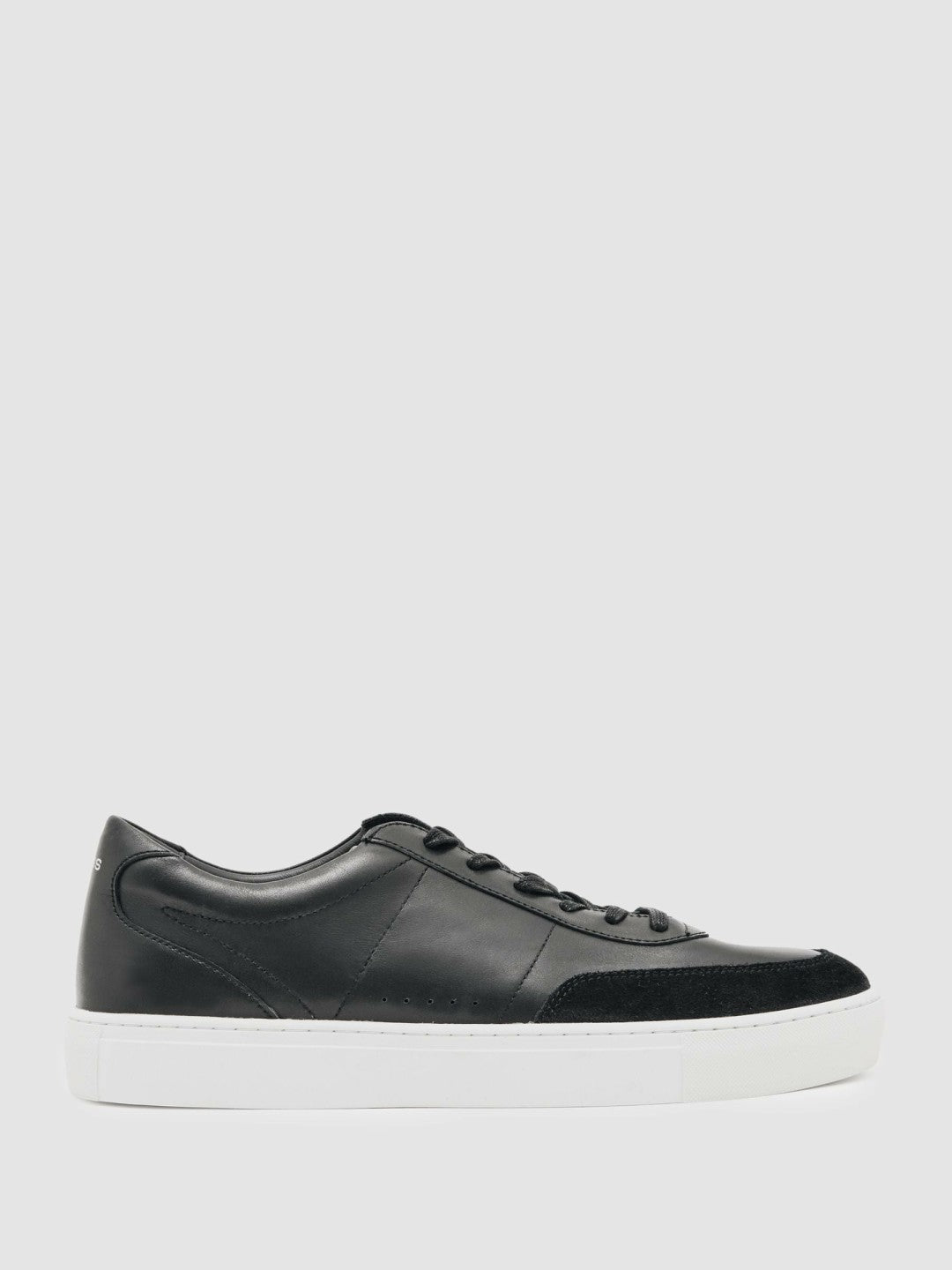 Men Bonded-Leather Low-Top Trainers in Black