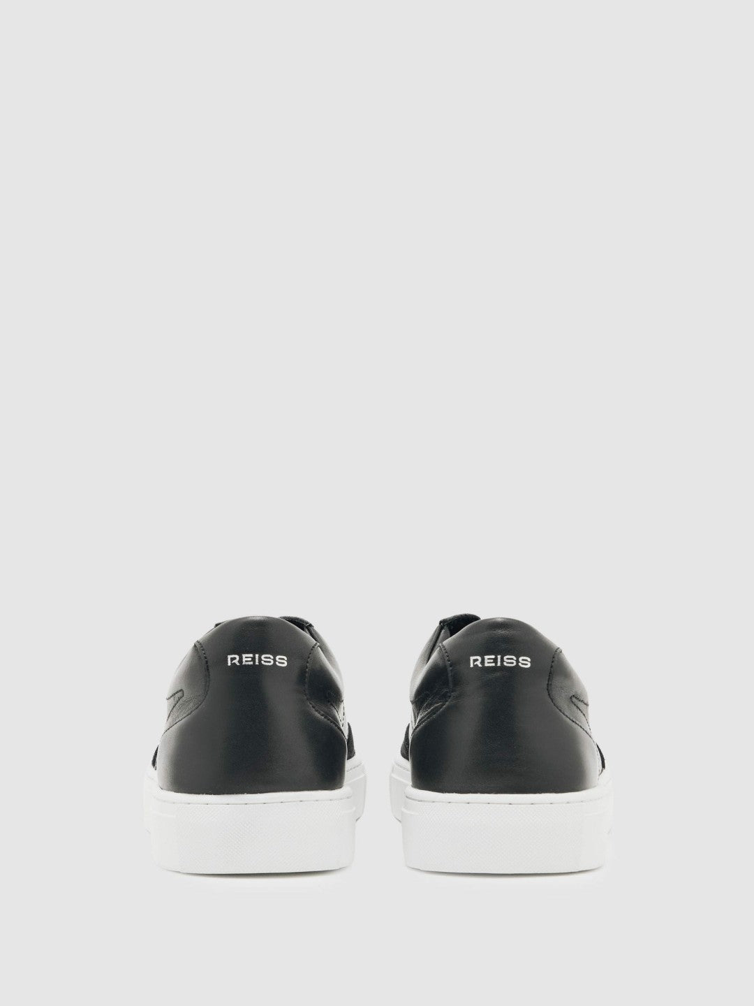 Men Bonded-Leather Low-Top Trainers in Black