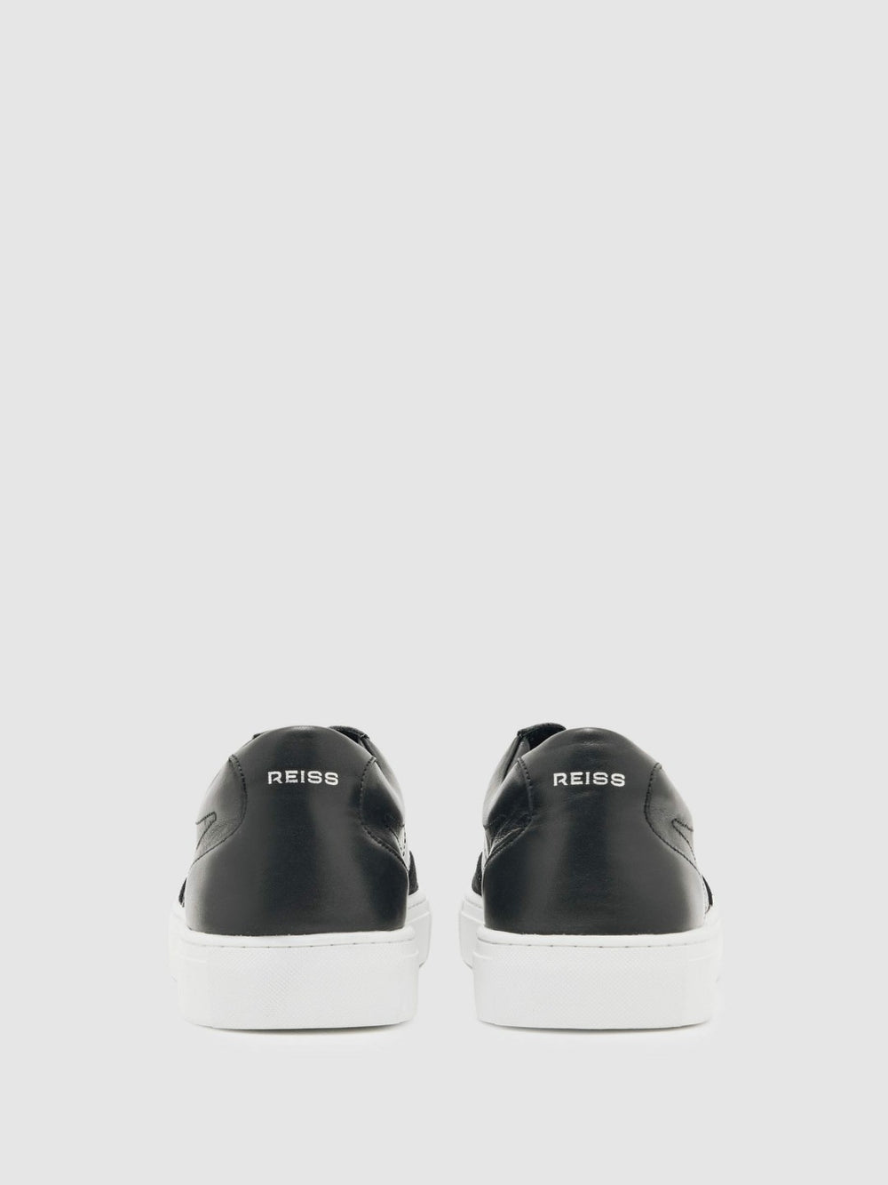 Men Bonded-Leather Low-Top Trainers in Black