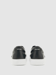 Men Bonded-Leather Low-Top Trainers in Black