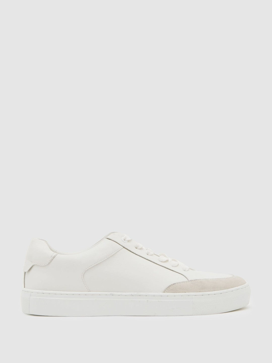 Men Bonded-Leather Low-Top Trainers in White