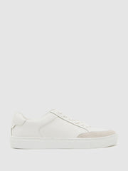 Men Bonded-Leather Low-Top Trainers in White