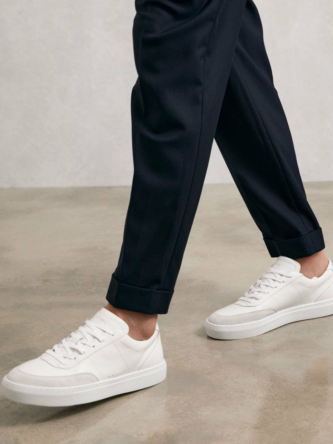 Men Bonded-Leather Low-Top Trainers in White