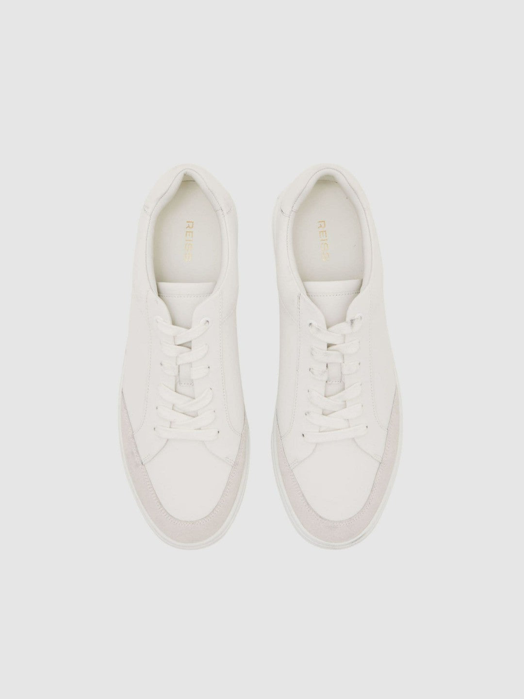 Men Bonded-Leather Low-Top Trainers in White