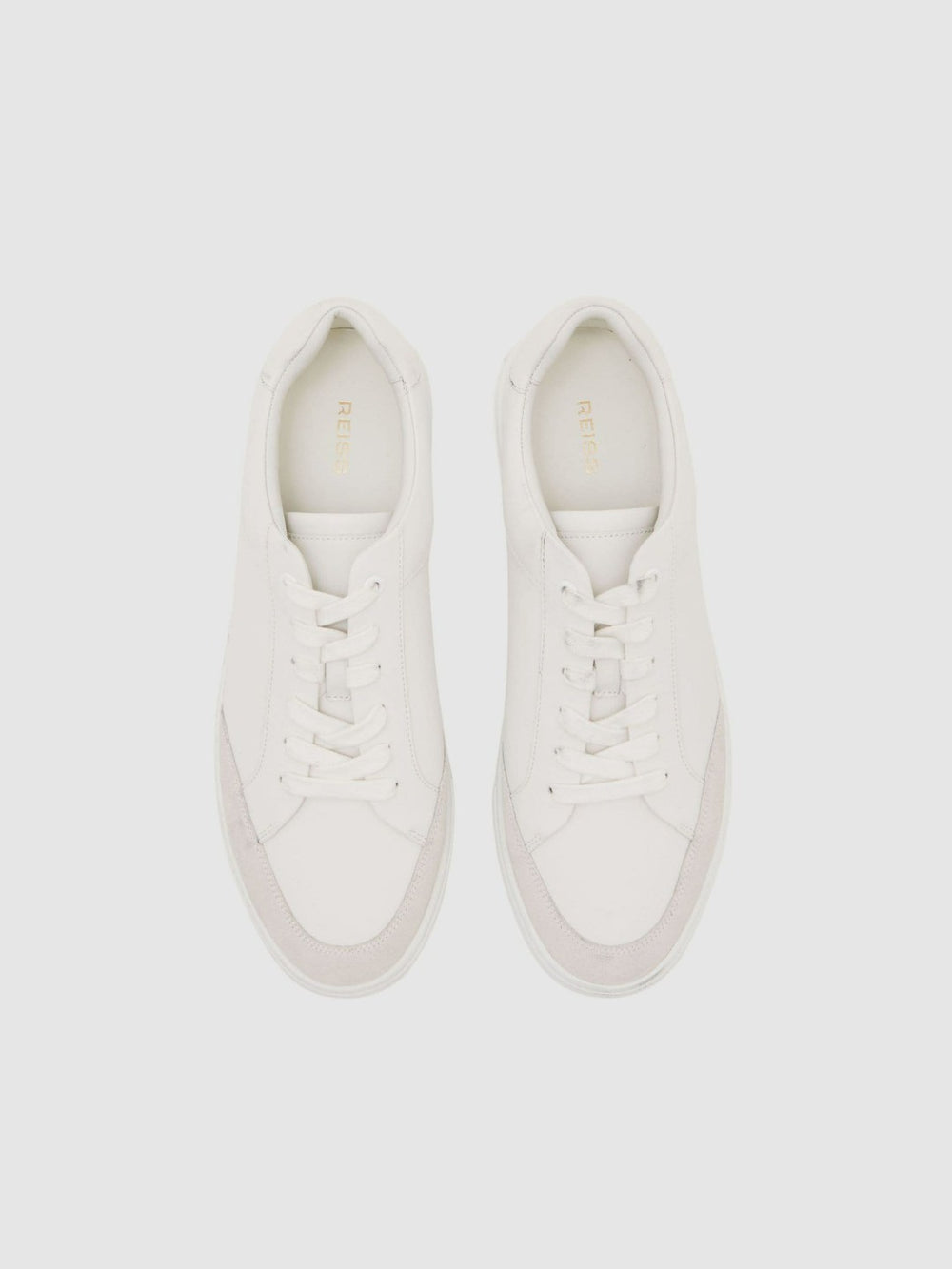 Men Bonded-Leather Low-Top Trainers in White
