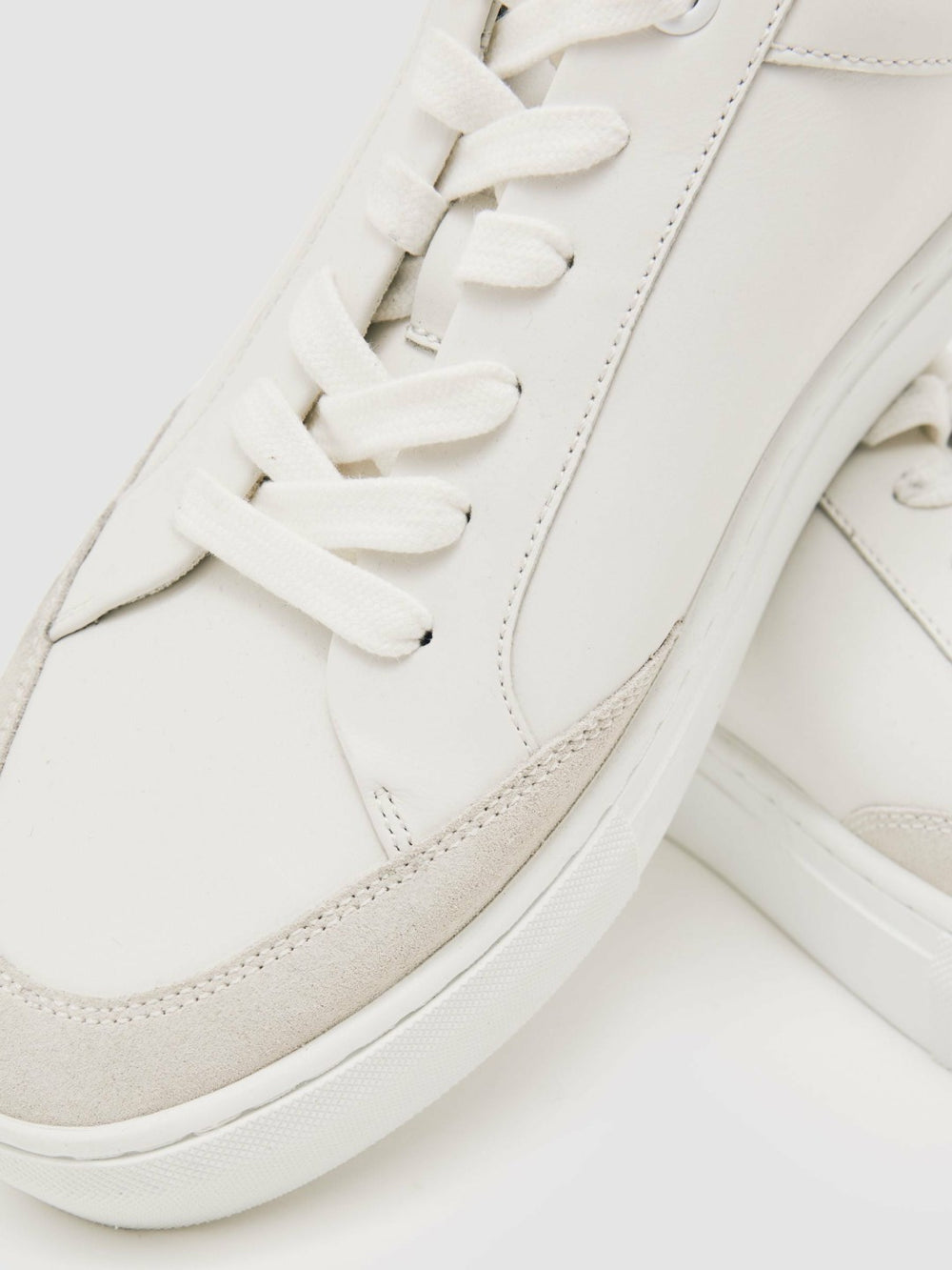 Men Bonded-Leather Low-Top Trainers in White