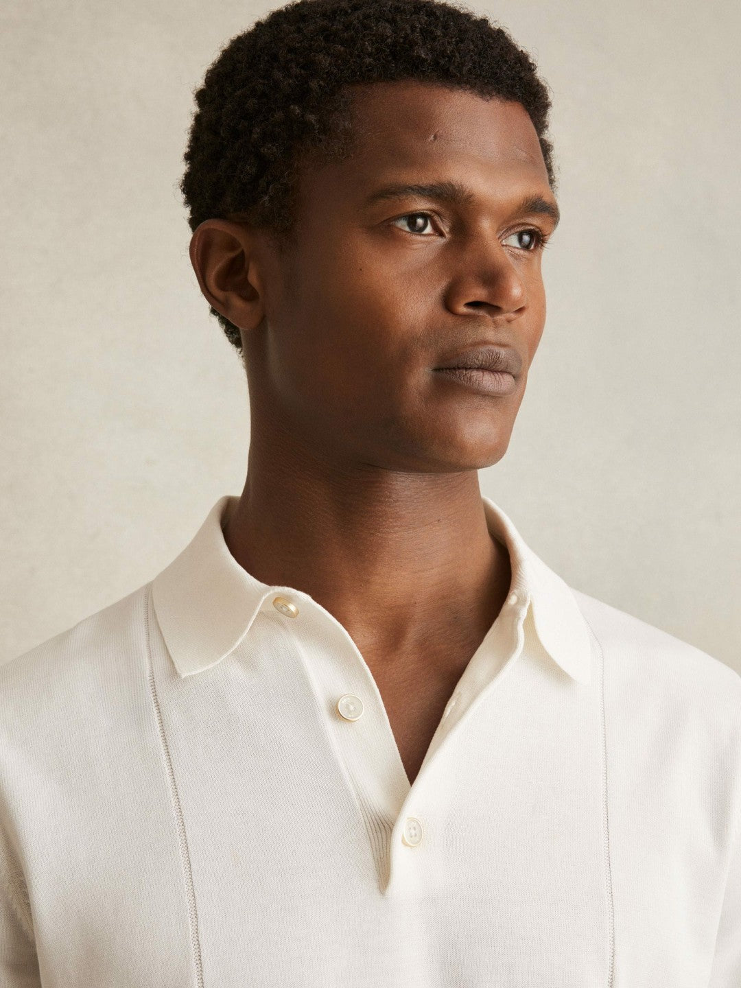 Men Cotton-Silk Polo Shirt in Off White
