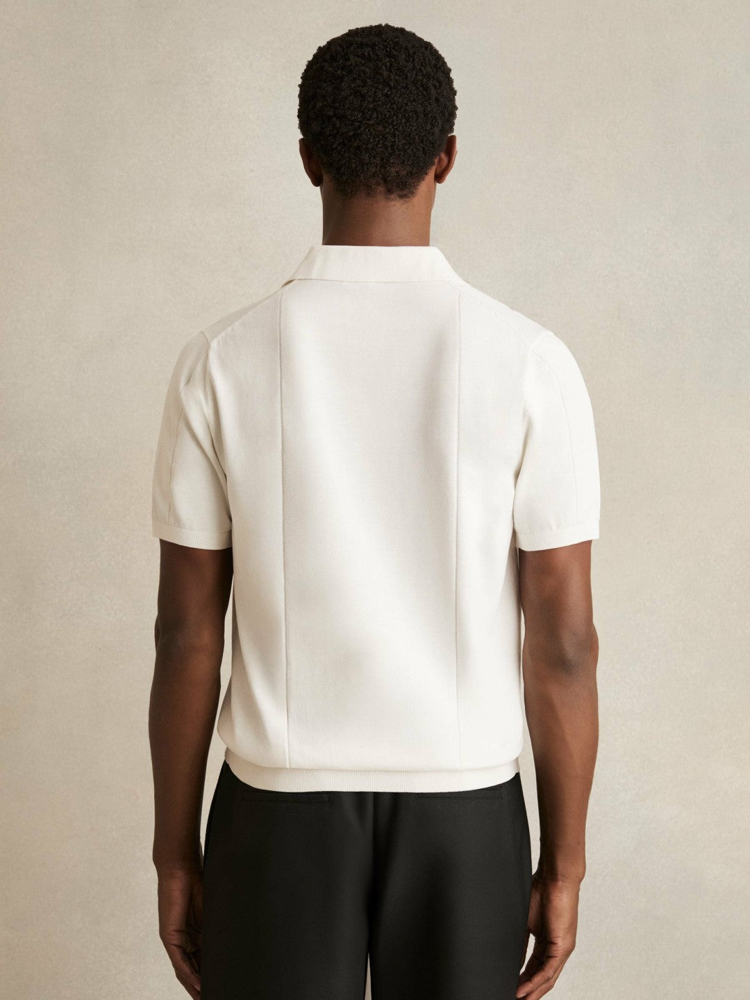 Men Cotton-Silk Polo Shirt in Off White