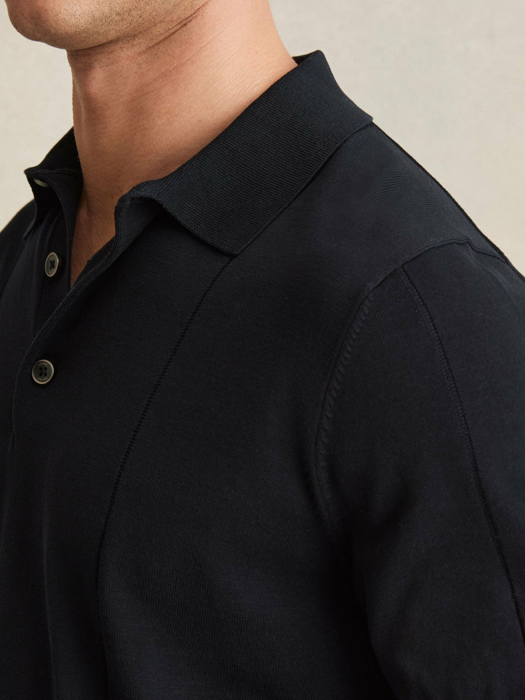 Men Cotton-Silk Polo Shirt in Navy