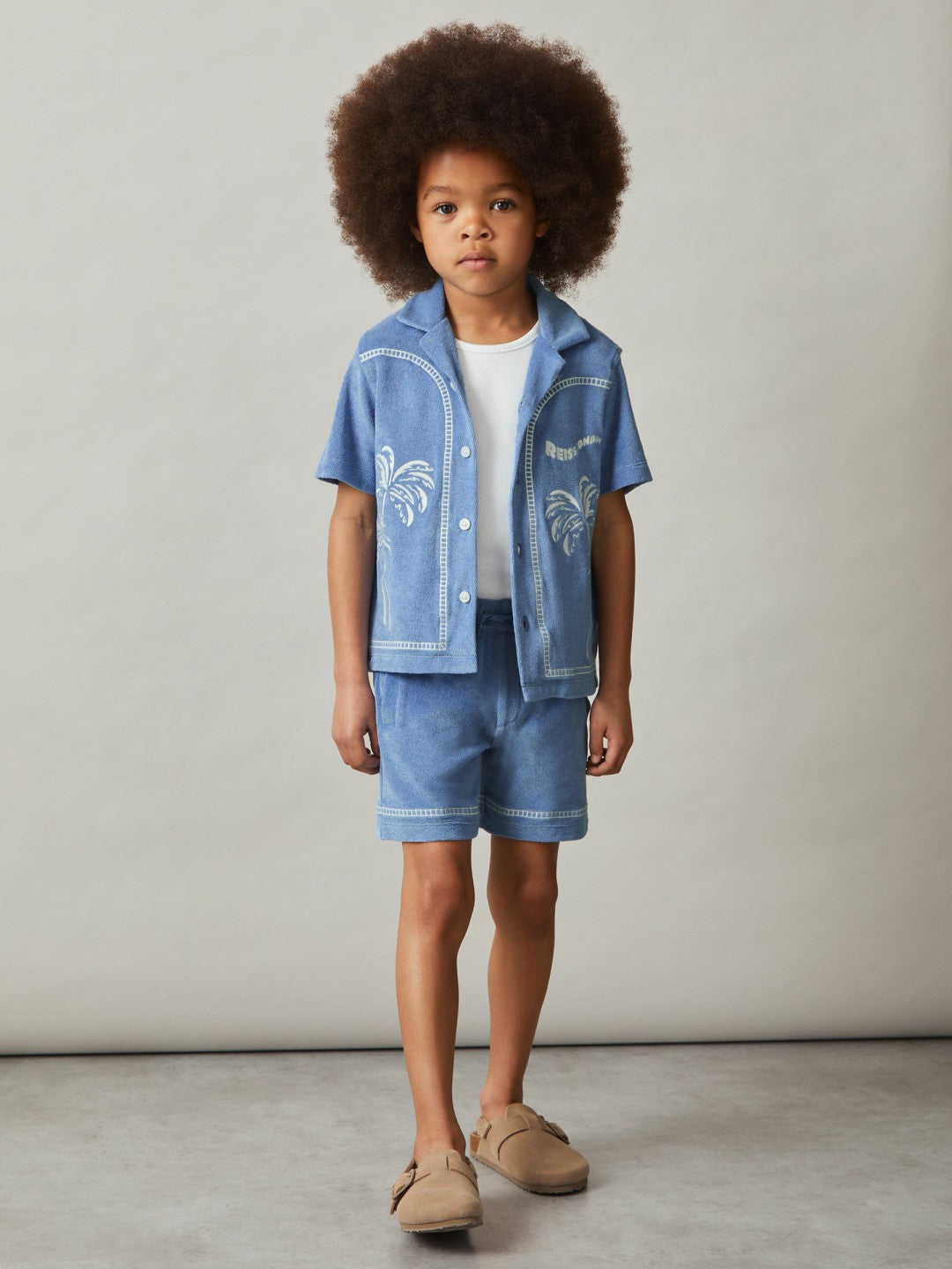 Children & Baby 13-14 yrs Towelling Brand-Embroidered Shorts in Airforce Blue