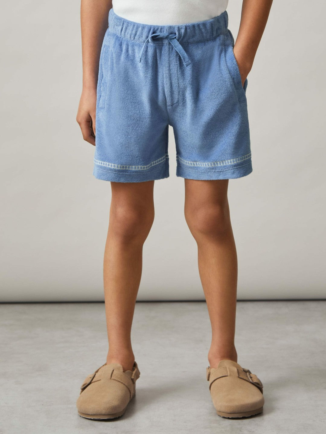 Children & Baby 13-14 yrs Towelling Brand-Embroidered Shorts in Airforce Blue