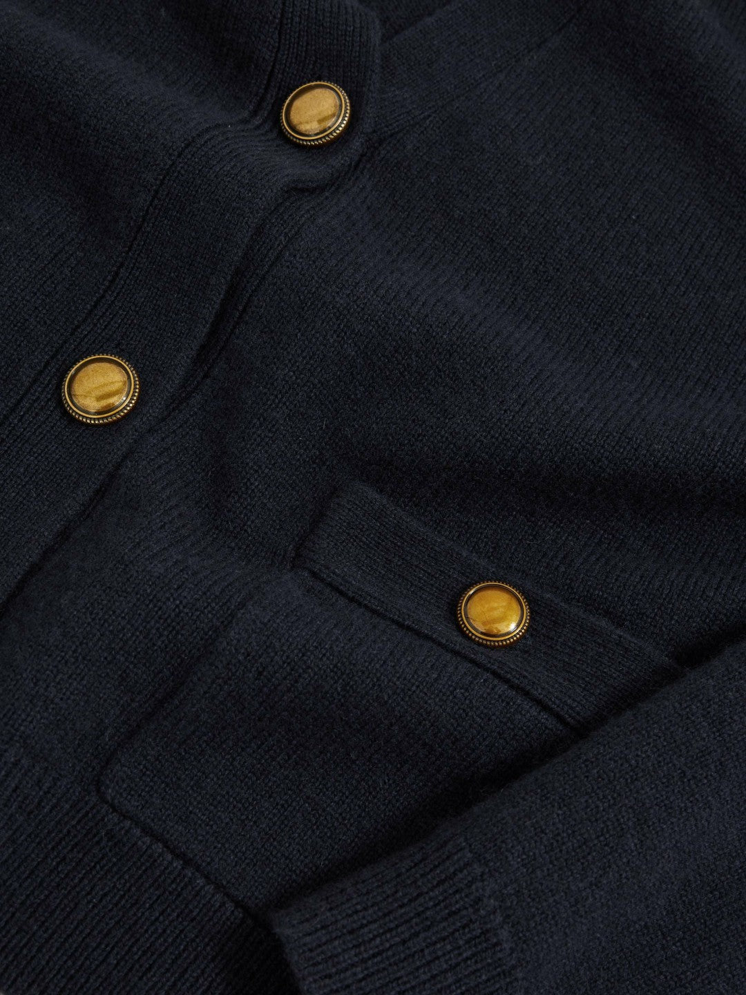 Women Wool-Cashmere Button Cardigan in Navy