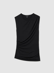 Women Stretch-Modal Ruched Vest in Black