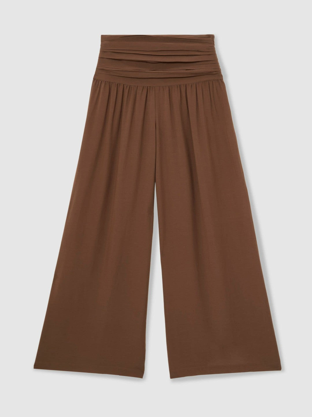 Women Lyocell Blend Wide Leg Trousers in Brown