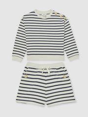 Children & Baby 3-9 yrs Stripe Sweatshirt and Shorts Set Cotton-Blend in Navy/Ivory