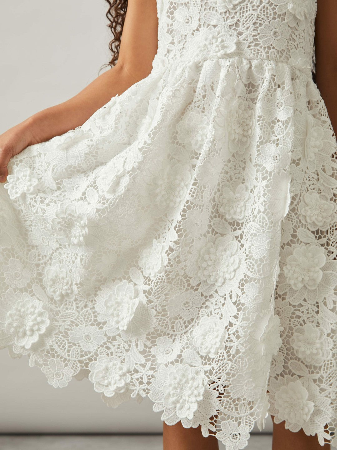 Children & Baby 9-13 yrs Guipure-Lace Midi Dress in Ivory