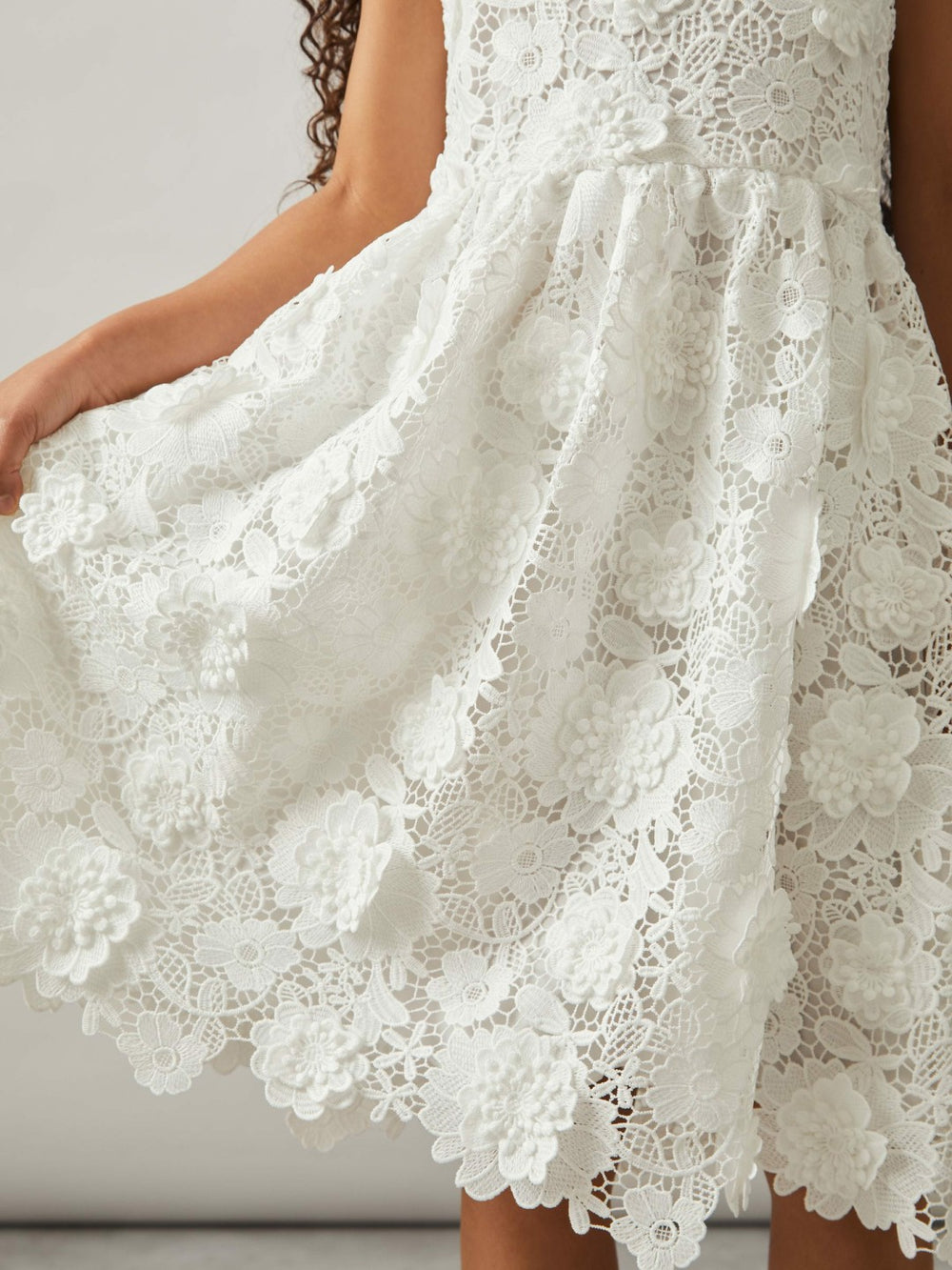 Children & Baby 9-13 yrs Guipure-Lace Midi Dress in Ivory