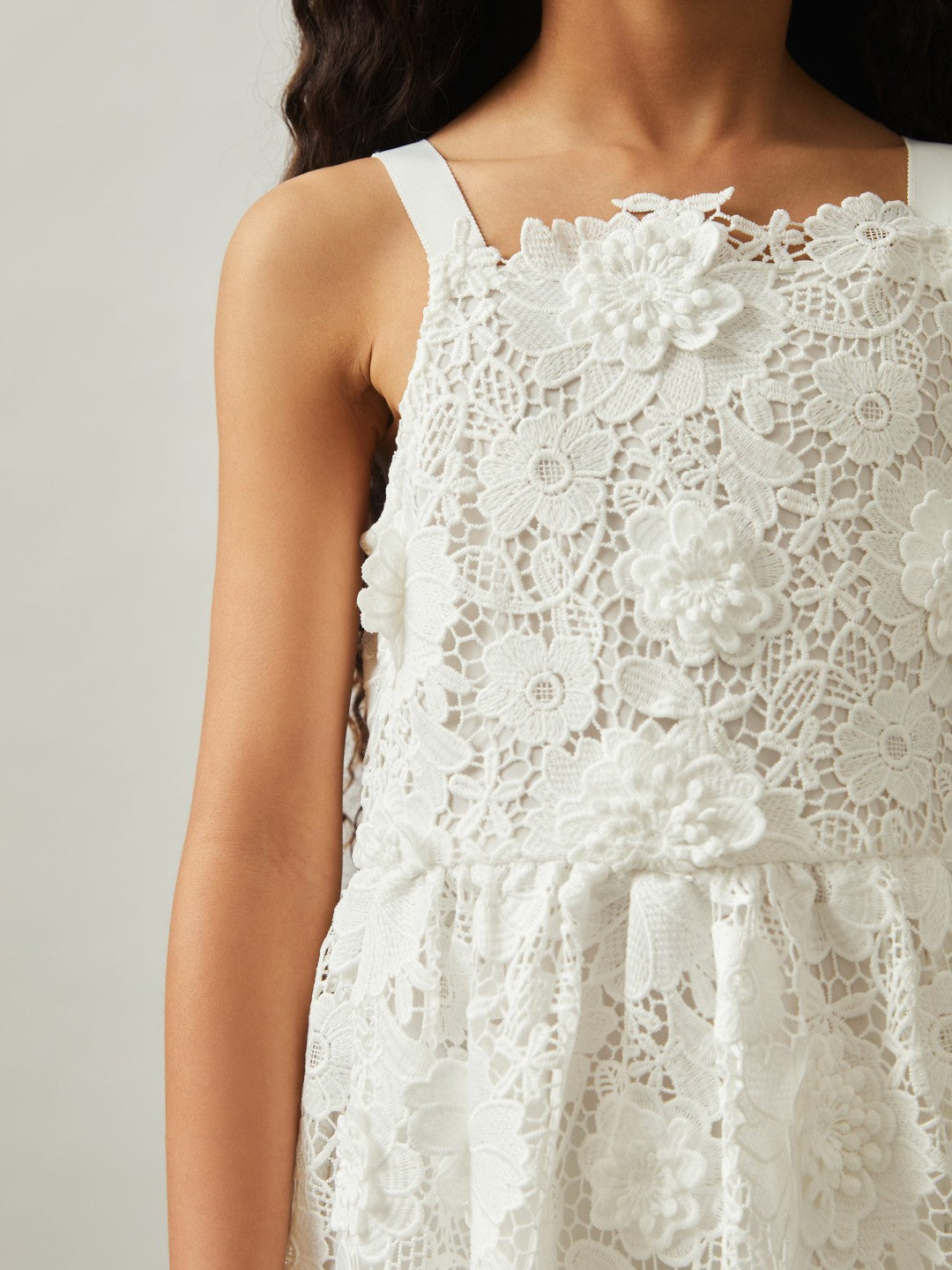 Children & Baby 9-13 yrs Guipure-Lace Midi Dress in Ivory