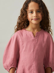 Children & Baby 9-13 yrs Linen Balloon-Sleeve Dress in Pink