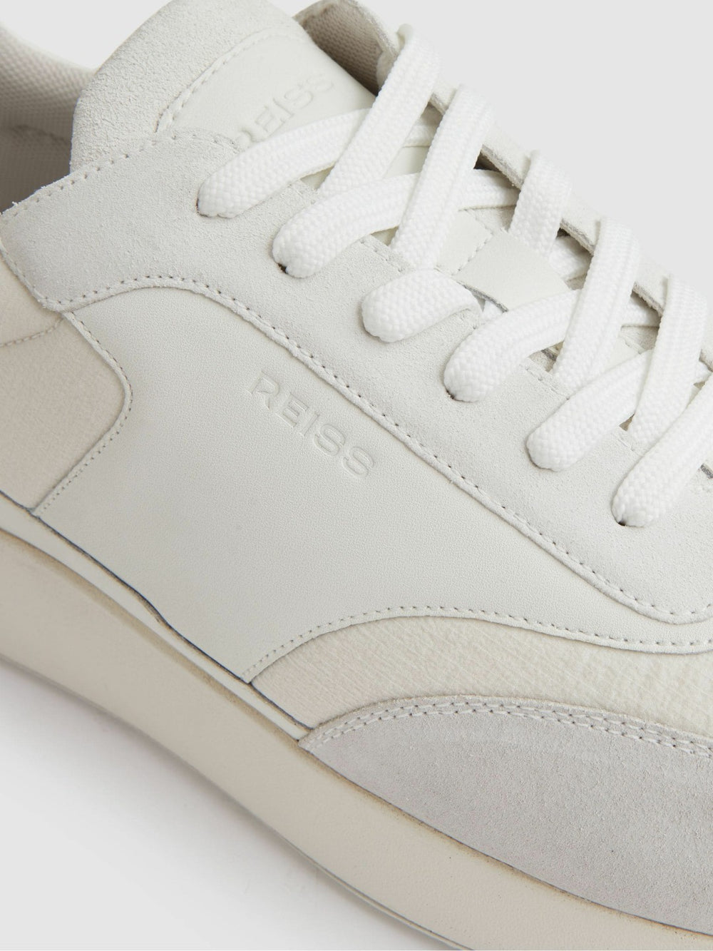 Men Bonded-Leather Suede Running Trainers in White