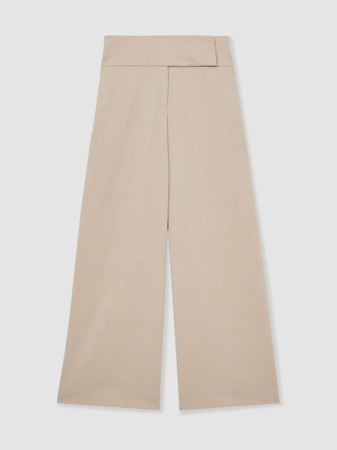 Women Petite Lyocell-Linen Wide-Leg Trousers in Neutral