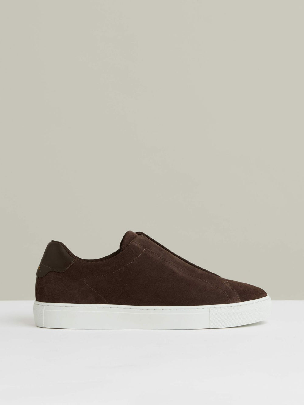 Men Suede Slip-On Elasticated Trainers in Chocolate Brown