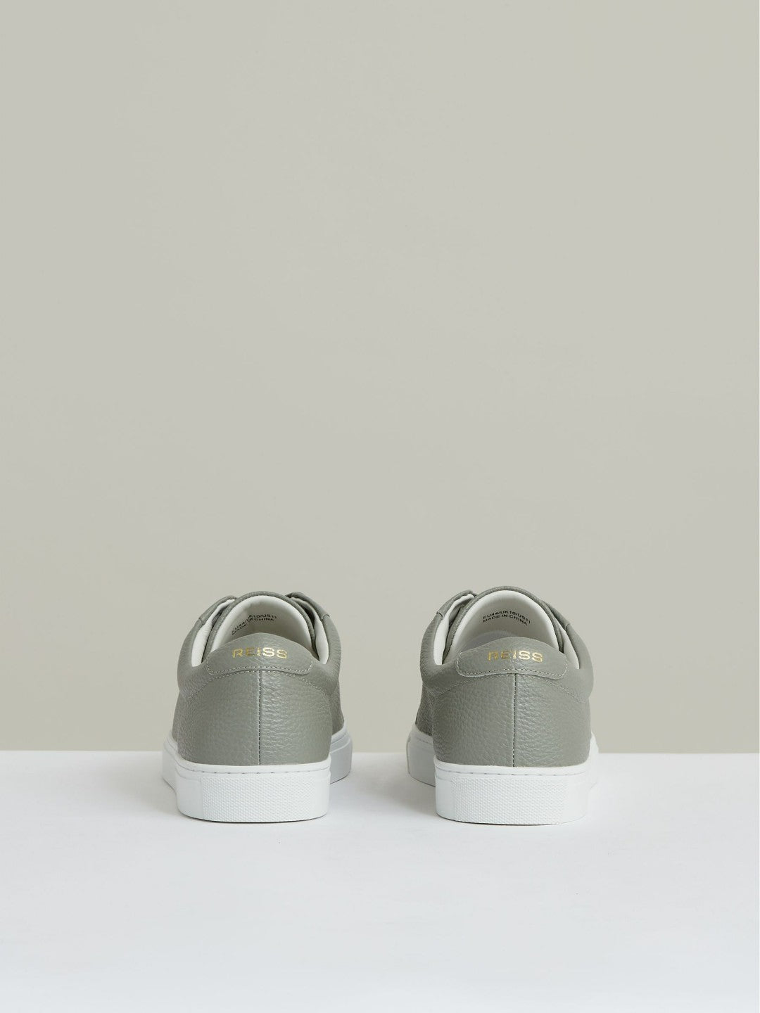 Men Tumbled-Leather Low-Top Trainers in Mint Green